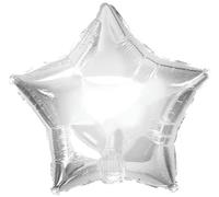 Solid Plain Colour Foil Balloons Hear Star Round 17" / 43cm Suitable for Air and Helium Party Decoration (Silver, Star)