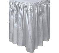 Solid Plastic Rectangular Table Skirt Elegant & Durable Tablecloth for Parties, Events, and Home Use, count 1 (Silver)