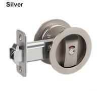 Solid Pocket Door Hardware with Red and Green Indicator Lock, Zinc Alloy Construction for Bathroom and Bedroom Privacy(Silver)