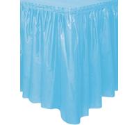 Solid Powder Blue Plastic Rectangular Table Skirt (73cm x 4 meters) 1 Count - E