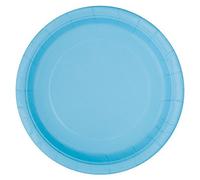 Solid Powder Blue Round Paper Dinner Plates (22cm) 8 Count - Sturdy & Elegant for Parties and Events