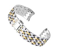 Solid Precision Steel Watch Chain Compatible With Omega Deville Series 424.10 Butterfly Buckle For Men And Women's Watchband 20mm Bracelet(Silver gold)