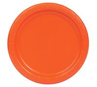 Solid Pumpkin Orange Round Paper Dinner Plates (22cm) 16 Count - Sturdy & Elegant for Parties and Events