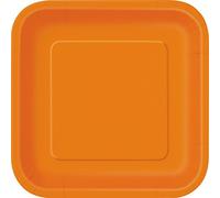 Solid Pumpkin Orange Square Paper Dinner Plates (22cm) 14 Count - Elegant, Disposable, Perfect for Parties & Events