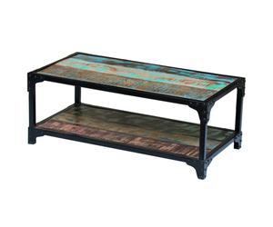 Solid Reclaimed Recycled Wood Steel Coffee Table Desk Stand Rustic Handmade