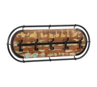 Solid Reclaimed Wood Coat Rack with 5 Hooks 90 x 34 cm Robust Coat Rack for Hallway and Hallway Practical Storage for Coats, Bags and Keys