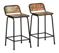 (Solid reclaimed wood, iron, 46 x 35.5 x 80 cm/ 2 pcs) vidaXL Bar Chairs Breakfast Kitchen Seat Dining Room Chair Counter Pub Stool