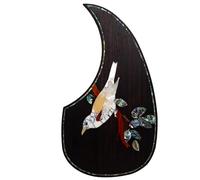 Solid Rosewood Acoustic Guitar Pickguard with Real Abalone Inlay - Self-Adhesive Scratchplate for Martin D-45, Taylor & Compatible with Most 40-42 Inch Acoustic Guitars, Shell Flower Design (#8)