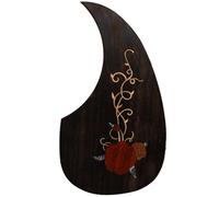 Solid Rosewood Acoustic Guitar Pickguard with Real Abalone Inlay - Self-Adhesive Scratchplate for Martin D-45, Taylor & Compatible with Most 40-42 Inch Acoustic Guitars, Shell Flower Design (#18)
