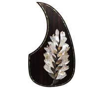 Solid Rosewood Acoustic Guitar Pickguard with Real Abalone Inlay - Self-Adhesive Scratchplate for Martin D-45, Taylor & Compatible with Most 40-42 Inch Acoustic Guitars, Shell Flower Design (#11)