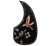 Solid Rosewood Acoustic Guitar Pickguard with Real Abalone Inlay - Self-Adhesive Scratchplate for Martin D-45, Taylor & Compatible with Most 40-42 Inch Acoustic Guitars, Shell Flower Design (#1)