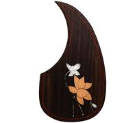 Solid Rosewood Acoustic Guitar Pickguard with Real Abalone Inlay - Self-Adhesive Scratchplate for Martin D-45, Taylor & Compatible with Most 40-42 Inch Acoustic Guitars, Shell Flower Design (#13)