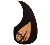 Solid Rosewood Acoustic Guitar Pickguard with Real Abalone Inlay - Self-Adhesive Scratchplate for Martin D-45, Taylor & Compatible with Most 40-42 Inch Acoustic Guitars, Shell Flower Design (#21)