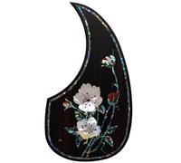 Solid Rosewood Acoustic Guitar Pickguard with Real Abalone Inlay - Self-Adhesive Scratchplate for Martin D-45, Taylor & Compatible with Most 40-42 Inch Acoustic Guitars, Shell Flower Design (#3)