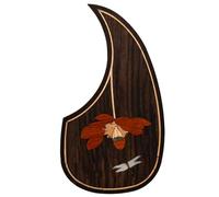 Solid Rosewood Acoustic Guitar Pickguard with Real Abalone Inlay - Self-Adhesive Scratchplate for Martin D-45, Taylor & Compatible with Most 40-42 Inch Acoustic Guitars, Shell Flower Design (#17)