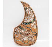 Solid Rosewood Acoustic Guitar Pickguard with Real Abalone Shell Inlay Self Adhesive Scratch Plate for Martin D45 Style 40-42 Inch Acoustic Guitars Protection & Decoration Upgrade (# 13)