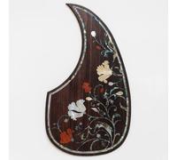 Solid Rosewood Acoustic Guitar Pickguard with Real Abalone Shell Inlay Self Adhesive Scratch Plate for Martin D45 Style 40-42 Inch Acoustic Guitars Protection & Decoration Upgrade (# 9)