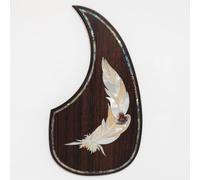 Solid Rosewood Acoustic Guitar Pickguard with Real Abalone Shell Inlay Self Adhesive Scratch Plate for Martin D45 Style 40-42 Inch Acoustic Guitars Protection & Decoration Upgrade (# 3)