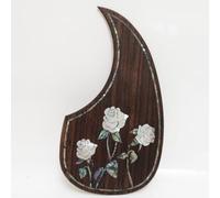 Solid Rosewood Acoustic Guitar Pickguard with Real Abalone Shell Inlay Self Adhesive Scratch Plate for Martin D45 Style 40-42 Inch Acoustic Guitars Protection & Decoration Upgrade (# 17)