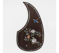Solid Rosewood Acoustic Guitar Pickguard with Real Abalone Shell Inlay Self Adhesive Scratch Plate for Martin D45 Style 40-42 Inch Acoustic Guitars Protection & Decoration Upgrade (# 7)