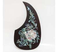 Solid Rosewood Acoustic Guitar Pickguard with Real Abalone Shell Inlay Self Adhesive Scratch Plate for Martin D45 Style 40-42 Inch Acoustic Guitars Protection & Decoration Upgrade (# 11)