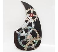 Solid Rosewood Acoustic Guitar Pickguard with Real Abalone Shell Inlay Self Adhesive Scratch Plate for Martin D45 Style 40-42 Inch Acoustic Guitars Protection & Decoration Upgrade (# 12)