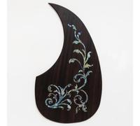 Solid Rosewood Acoustic Guitar Pickguard with Real Abalone Shell Inlay Self Adhesive Scratch Plate for Martin D45 Style 40-42 Inch Acoustic Guitars Protection & Decoration Upgrade (# 10)