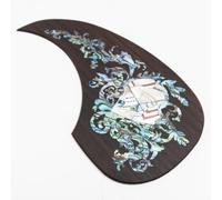 Solid Rosewood Acoustic Guitar Pickguard with Real Abalone Shell Inlay Self Adhesive Scratch Plate for Martin D45 Style 40-42 Inch Acoustic Guitars Protection & Decoration Upgrade (# 03)