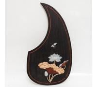 Solid Rosewood Acoustic Guitar Pickguard with Real Abalone Shell Inlay Self Adhesive Scratch Plate for Martin D45 Style 40-42 Inch Acoustic Guitars Protection & Decoration Upgrade (# 21)