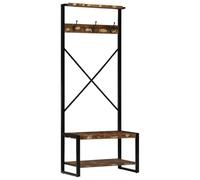 Solid Rough Wood Clothes Rack, 80x40x190 cm Mango, Natural Finish, Ample Storage for Organizing Boxes, Shoes, Hooks for Handbags, Hats, Wall Mounted Space Saver, Wide (Multicolour)
