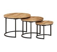 (Solid rough wood) vidaXL Nesting Tables Couch Table Tea Desk Accent Table Solid Acacia Wood