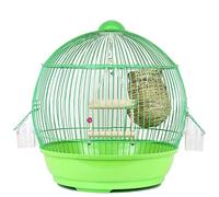 Solid Round Iron Wire Bird Cage with Ladder Retro Travel Bird Carrier Dove Pearl Bird Canary Flight Cages (Green a)