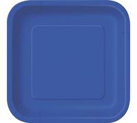 Solid Royal Blue Square Paper Dinner Plates (22cm) 14 Count - Elegant, Disposable, Perfect for Parties & Events