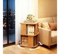 Solid Rubber Wood 360° Rotating BoohelfFloorStanding Bookcase Tower SpaceSaving 2Tier Corner Sto Rack for Living Room Bedroom Home Office