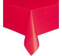 Solid Ruby Red Rectangular Plastic Table Cover (137cm x 274cm) 1 Count - Elegant & Durable Tablecloth for Parties, Events, and Home Use
