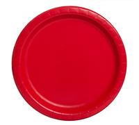 Solid Ruby Red Round Paper Dinner Plates (22cm) 16 Count - Sturdy & Elegant for Parties and Events