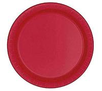 Solid Ruby Red Round Paper Dinner Plates (22cm) 8 Count - Sturdy & Elegant for Parties and Events