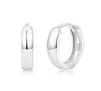 Solid S925 Silver Hoop Earrings Wide Plain Hoop Earrings Hypoallergenic Ear Healing Helix Cartilage Earlobes Silver Plain Hoop Earrings Classic Huggie Earrings, 11mm(inner 8mm), Sterling Silver, No