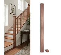 Solid Sapele Dark Hardwood Complete Half Square Newel Post 90mm X 44mm X 1500mm Inc Cap Uk Manufactured Traditional Products Ltd