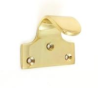 Solid Sash Window Finger Lift Pull Slide Handle 50mm + 3 Screws - Polished Brass