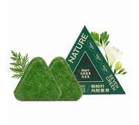 Solid shampoo, triangular shampoo, nature seven green shampoo, balancing scalp oils, non-greasy, hair care shampoo for men, gentle cleansing and nourishing care for women and men