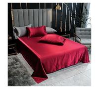 Solid Silky Satin Soft Bed Sheets,Satin Seamless Flat Sheet Optional Pillowcase(Type 4,245x270cm)