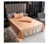 Solid Silky Satin Soft Bed Sheets,Satin Seamless Flat Sheet Optional Pillowcase(Type 5,245x270cm)