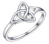 Solid Silver Band Celtic Ring Sterling Silver Triquetra Knot Finger Rings Size J 1/2 Romantic Gifts for Her