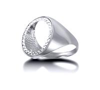 Solid Silver Domed Polished Half Sovereign Mount Ring - ARN112-H Jewelco London White W
