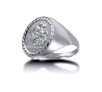 Solid Silver Domed Polished St George Ring (Half Sov Size) - ARN112-H Jewelco London Silver Q