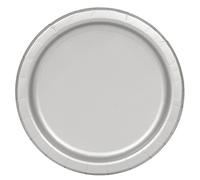 Solid Silver Round Paper Dinner Plates (22cm) 16 Count - Sturdy & Elegant for Parties and Events
