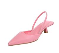 Solid Single Sandals Colour Shoes Casual Elastic Toe Women High Heels Lace Women High Heels Women's Shoes Black Flat, pink, 8.5 UK