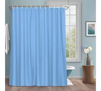Solid Sky Shower Curtain with 12 Hooks Blue Waterproof Fabric Shower Curtains Sets for Bathroom Bath Decorations, Machine Washable, 66"x72"