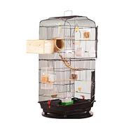 Solid Small Birdcages Solid Wood Birdcage Durable Metal Bird Cages Square Bird House Carrier High Capacity Bird Carriers for Home (Black)